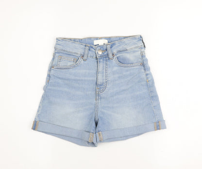H&M Women’s Blue Denim High Rise Cuffed Shorts Size 6