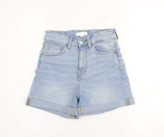 H&M Women’s Blue Denim High Rise Cuffed Shorts Size 6