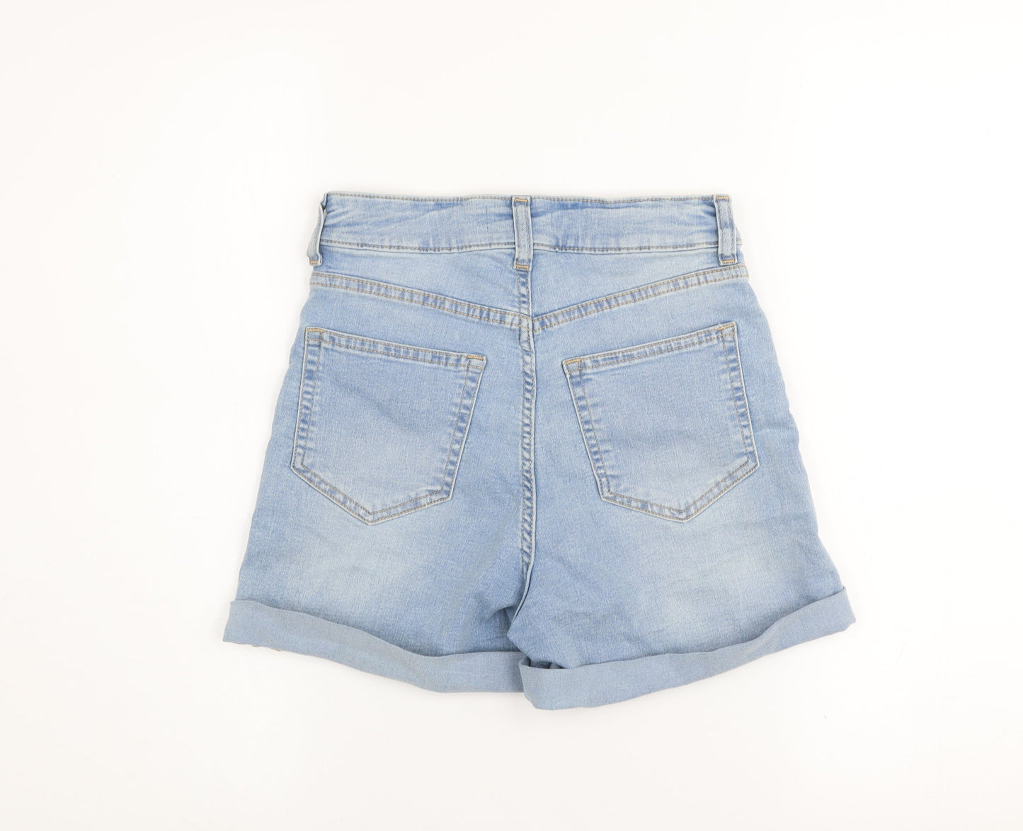 H&M Women’s Blue Denim High Rise Cuffed Shorts Size 6