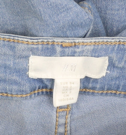 H&M Women’s Blue Denim High Rise Cuffed Shorts Size 6