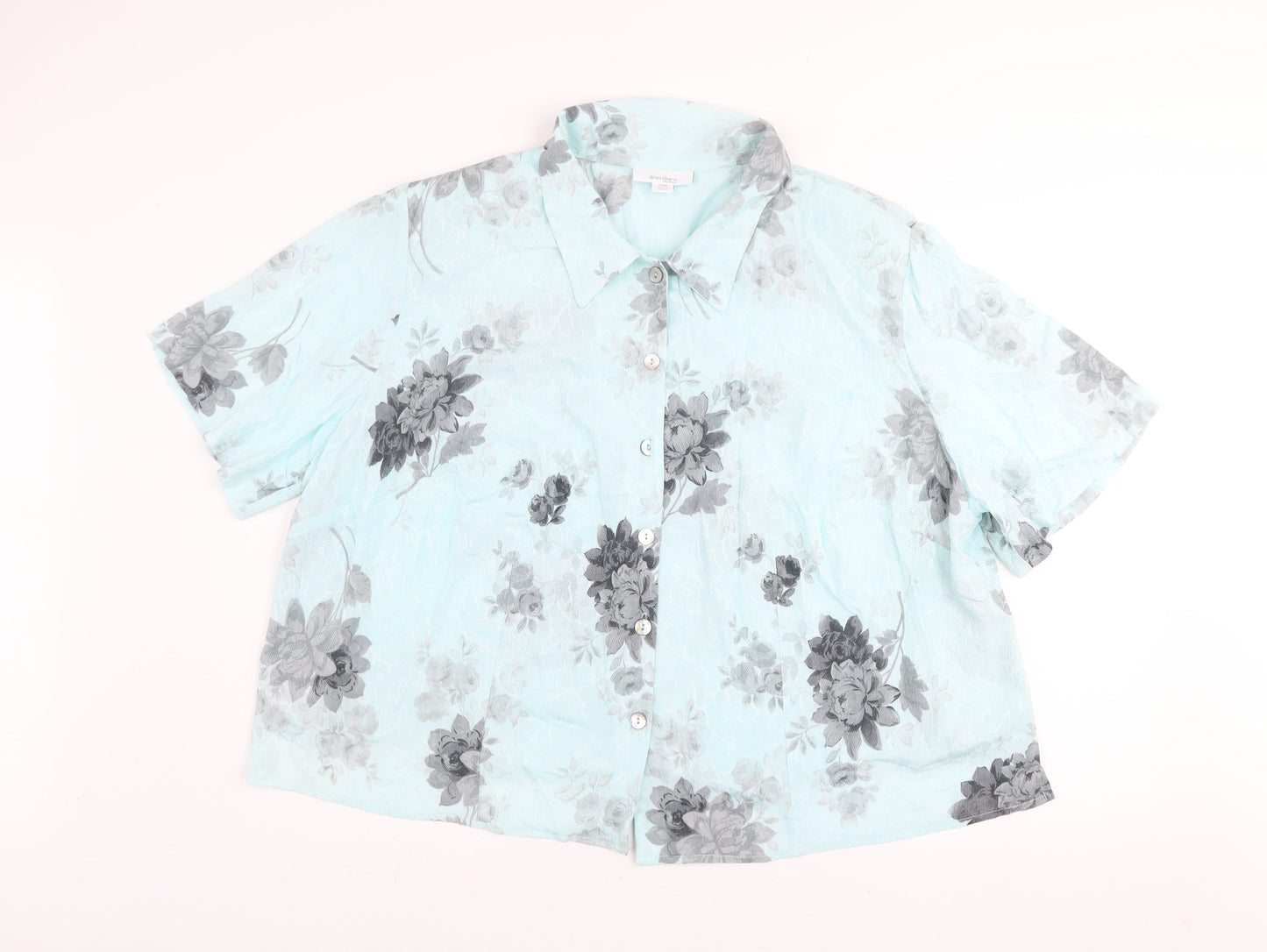 Womens UK Size 24 Dressbarn Blue Basic Button-Up