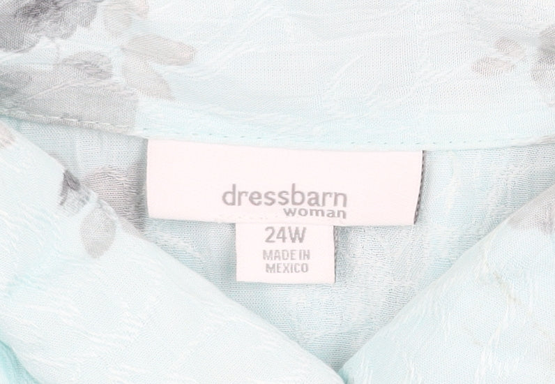 Womens UK Size 24 Dressbarn Blue Basic Button-Up