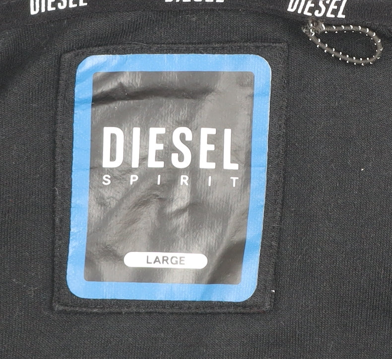 Diesel Spirit Men's Black Large Full Zip Hooded Track Jacket