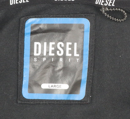 Diesel Spirit Men's Black Large Full Zip Hooded Track Jacket