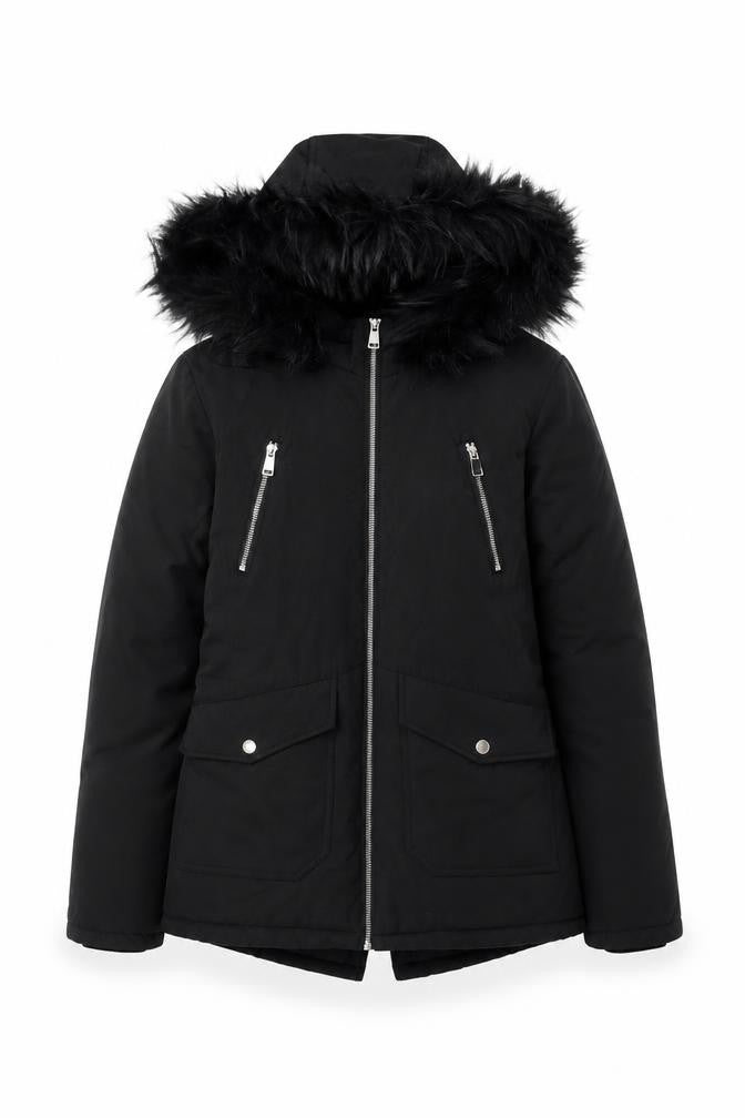 Womens UK Size 2XS Primark Black Parka Coat