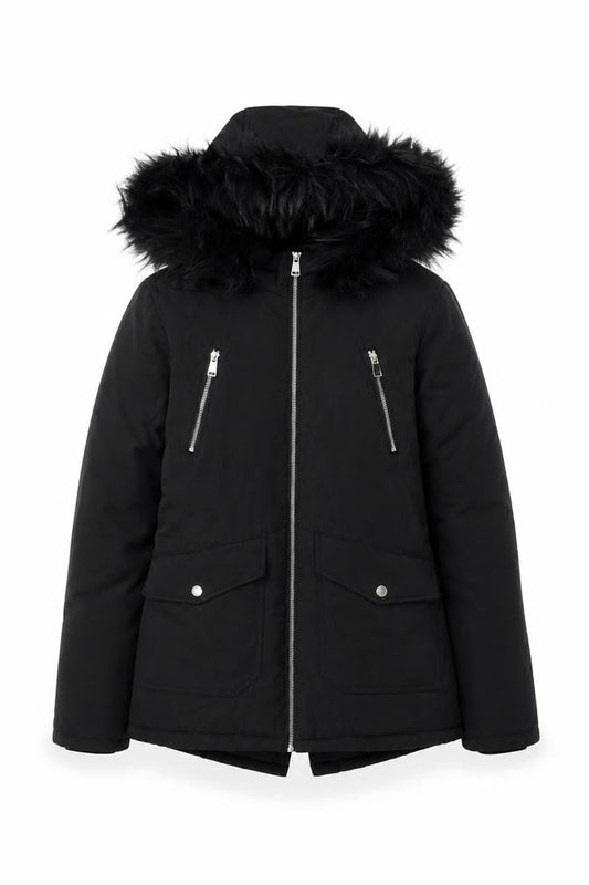 Womens UK Size 2XS Primark Black Parka Coat