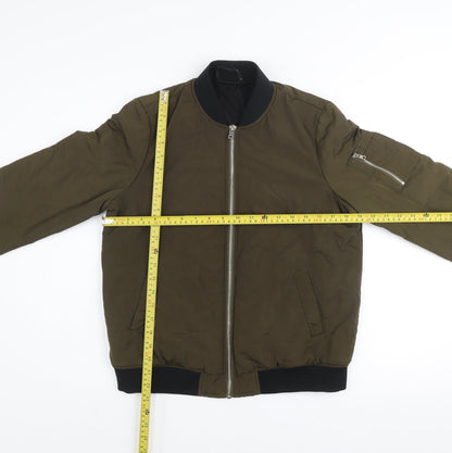 Dunnes Women’s Green Bomber Jacket Size 10 Regular Fit Zip Pockets