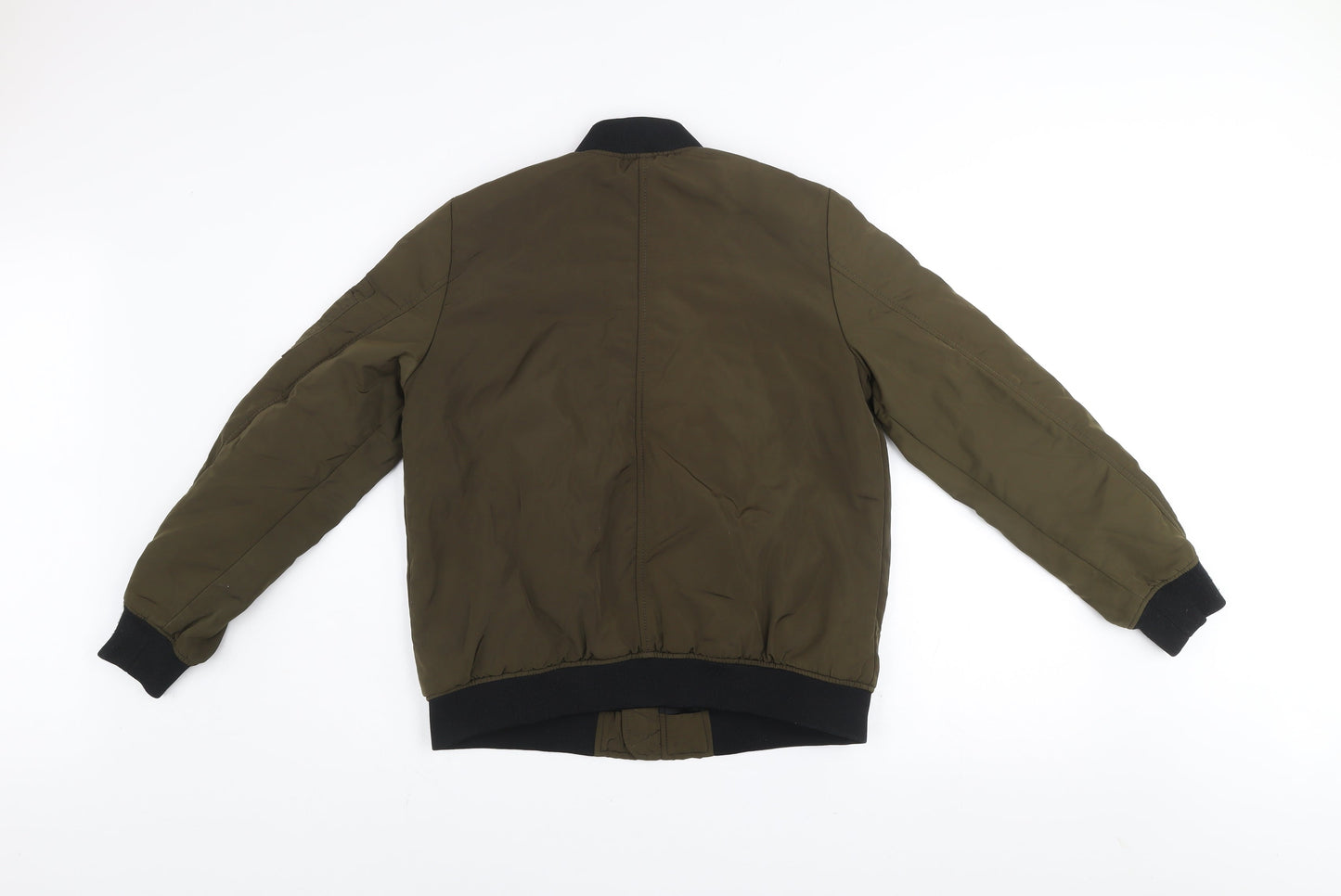 Dunnes Women’s Green Bomber Jacket Size 10 Regular Fit Zip Pockets