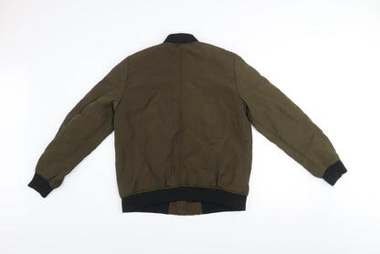 Dunnes Women’s Green Bomber Jacket Size 10 Regular Fit Zip Pockets