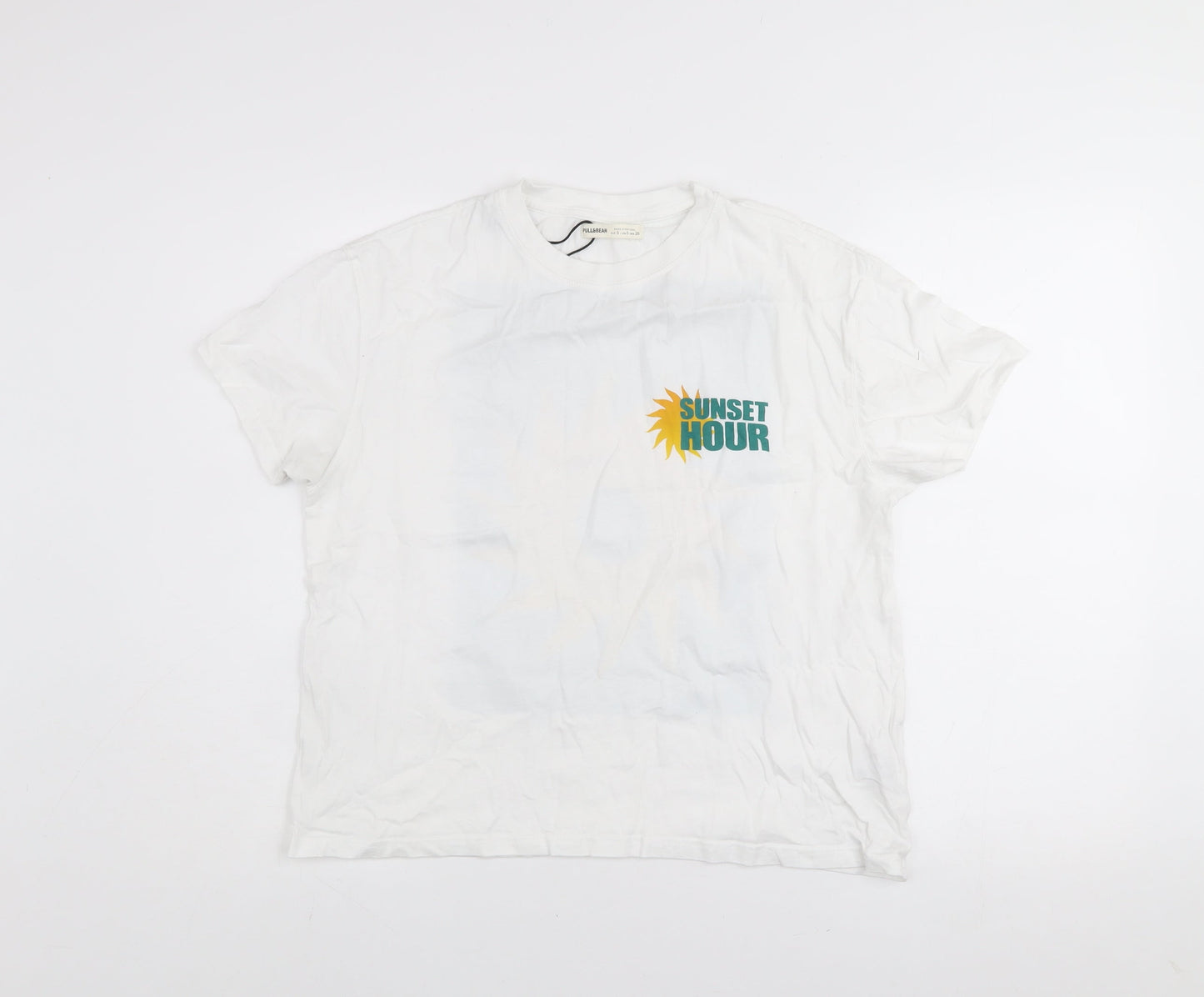 Womens UK Size S Pull&Bear White Basic T-Shirt