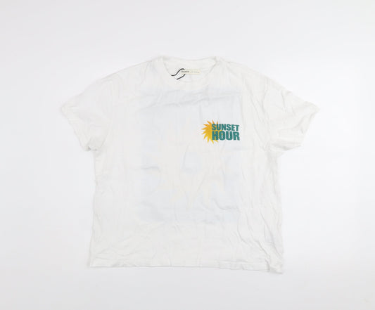 Womens UK Size S Pull&Bear White Basic T-Shirt