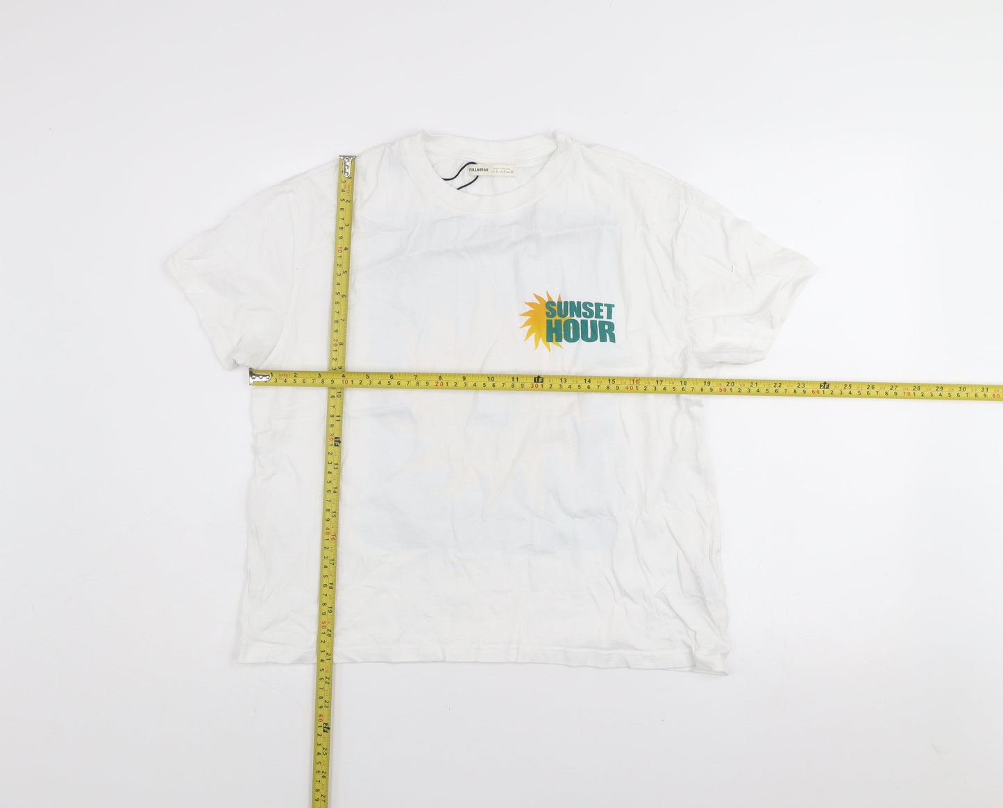 Womens UK Size S Pull&Bear White Basic T-Shirt