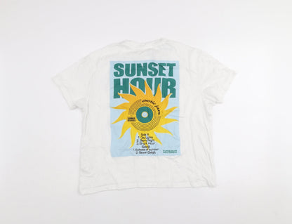 Womens UK Size S Pull&Bear White Basic T-Shirt