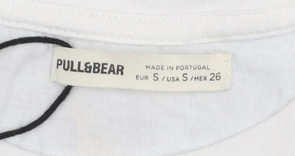 Womens UK Size S Pull&Bear White Basic T-Shirt