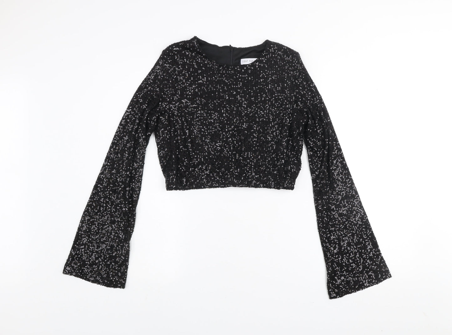 Womens UK Size M Eight Paris Black Cropped Blouse
