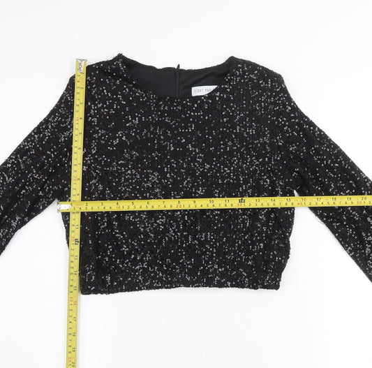 Womens UK Size M Eight Paris Black Cropped Blouse