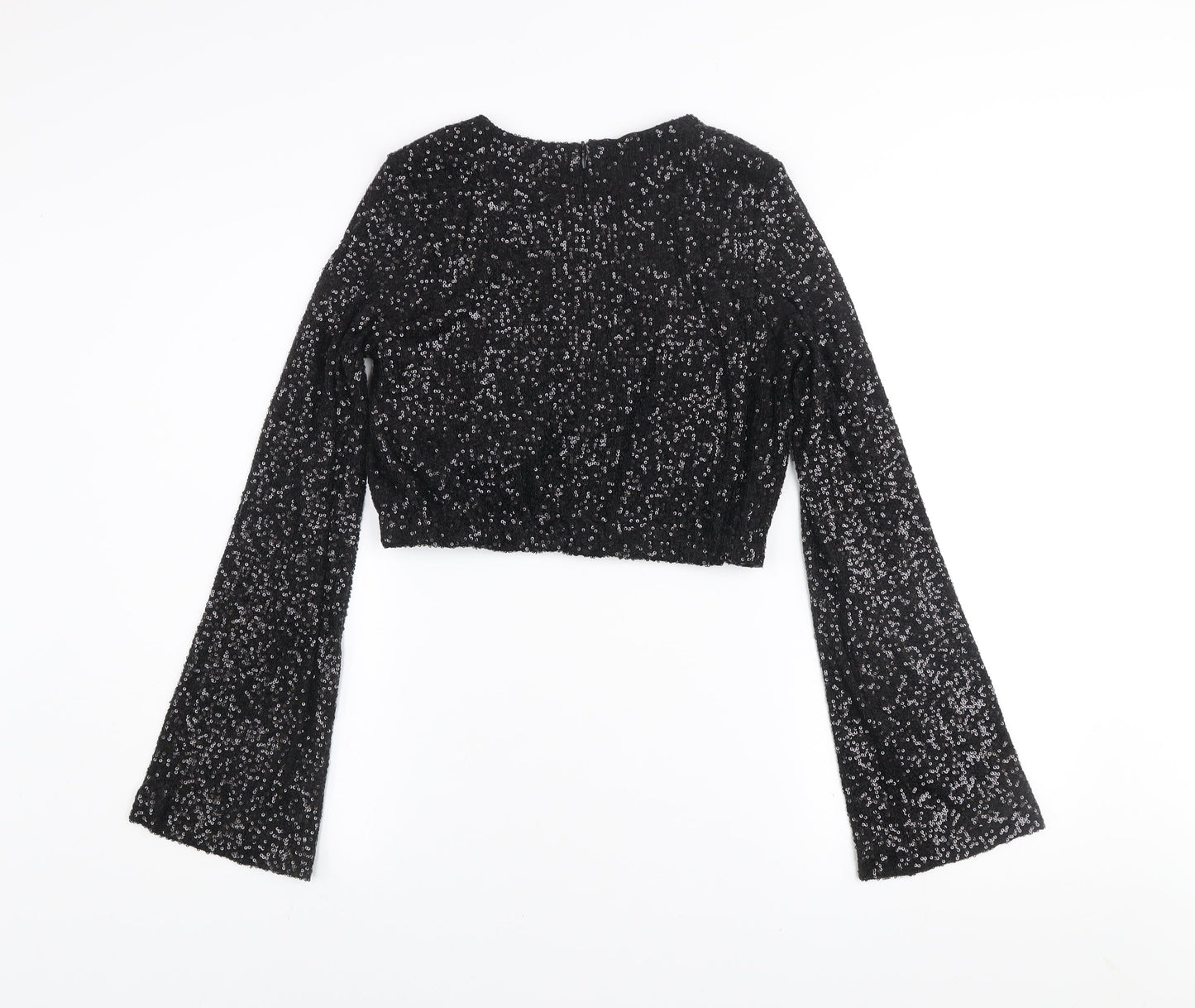 Womens UK Size M Eight Paris Black Cropped Blouse