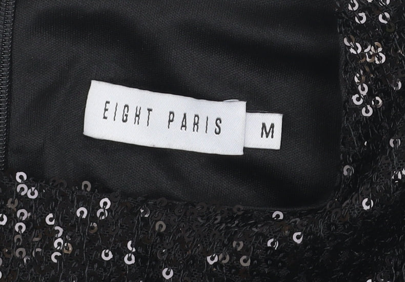 Womens UK Size M Eight Paris Black Cropped Blouse
