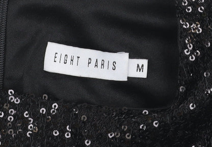 Womens UK Size M Eight Paris Black Cropped Blouse