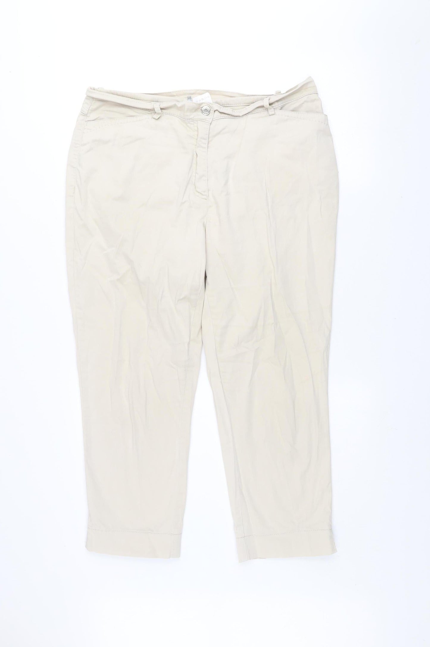 Womens UK Size 18 Gelco Regular Fit Cropped Beige Trousers