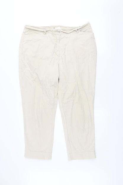 Womens UK Size 18 Gelco Regular Fit Cropped Beige Trousers