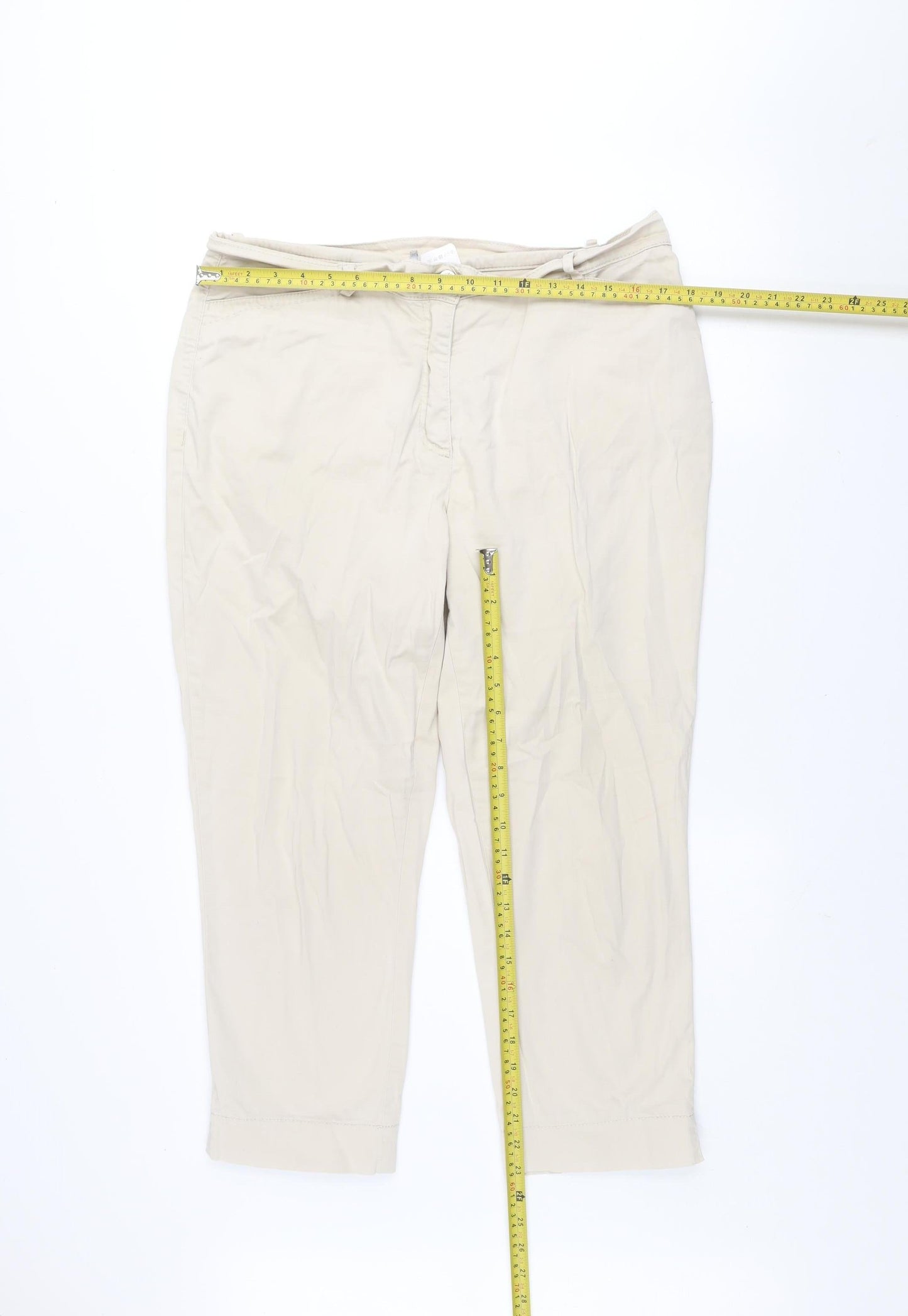 Womens UK Size 18 Gelco Regular Fit Cropped Beige Trousers