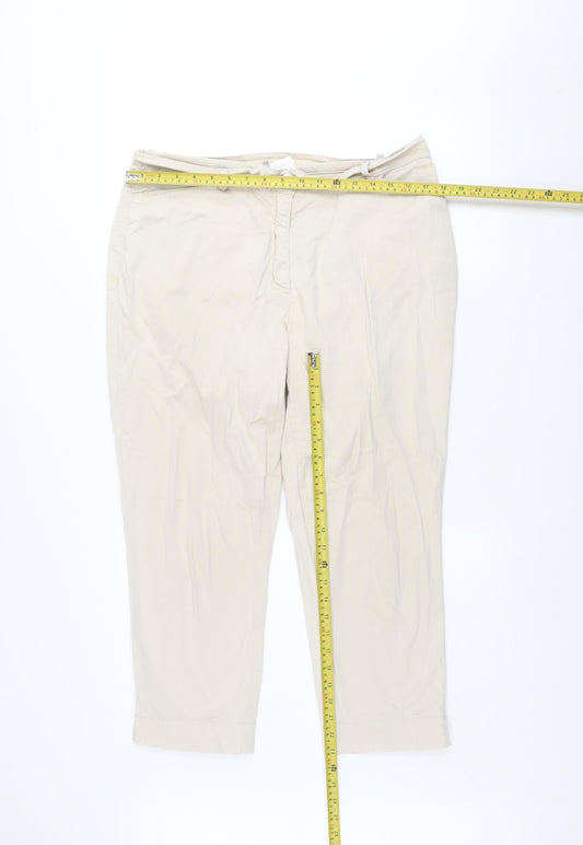 Womens UK Size 18 Gelco Regular Fit Cropped Beige Trousers