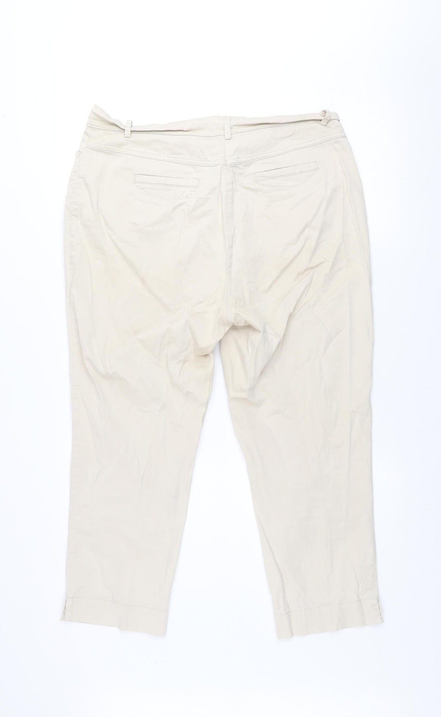 Womens UK Size 18 Gelco Regular Fit Cropped Beige Trousers