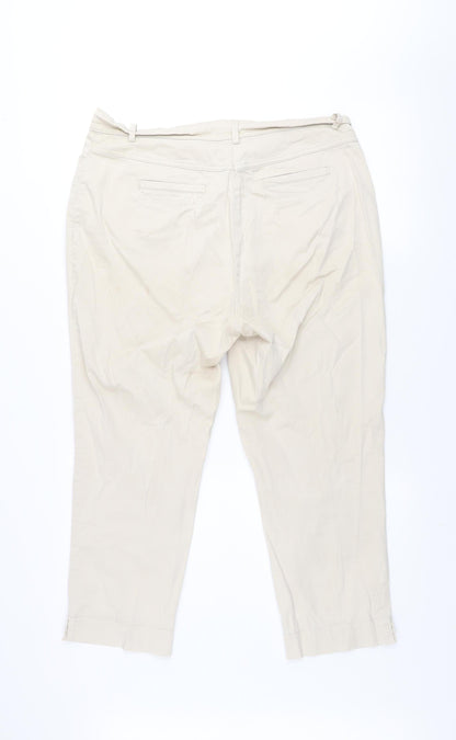 Womens UK Size 18 Gelco Regular Fit Cropped Beige Trousers