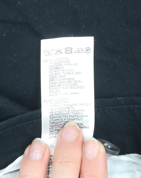 Reiss Men’s Black Chino Shorts Size L 36in Cotton Stretch