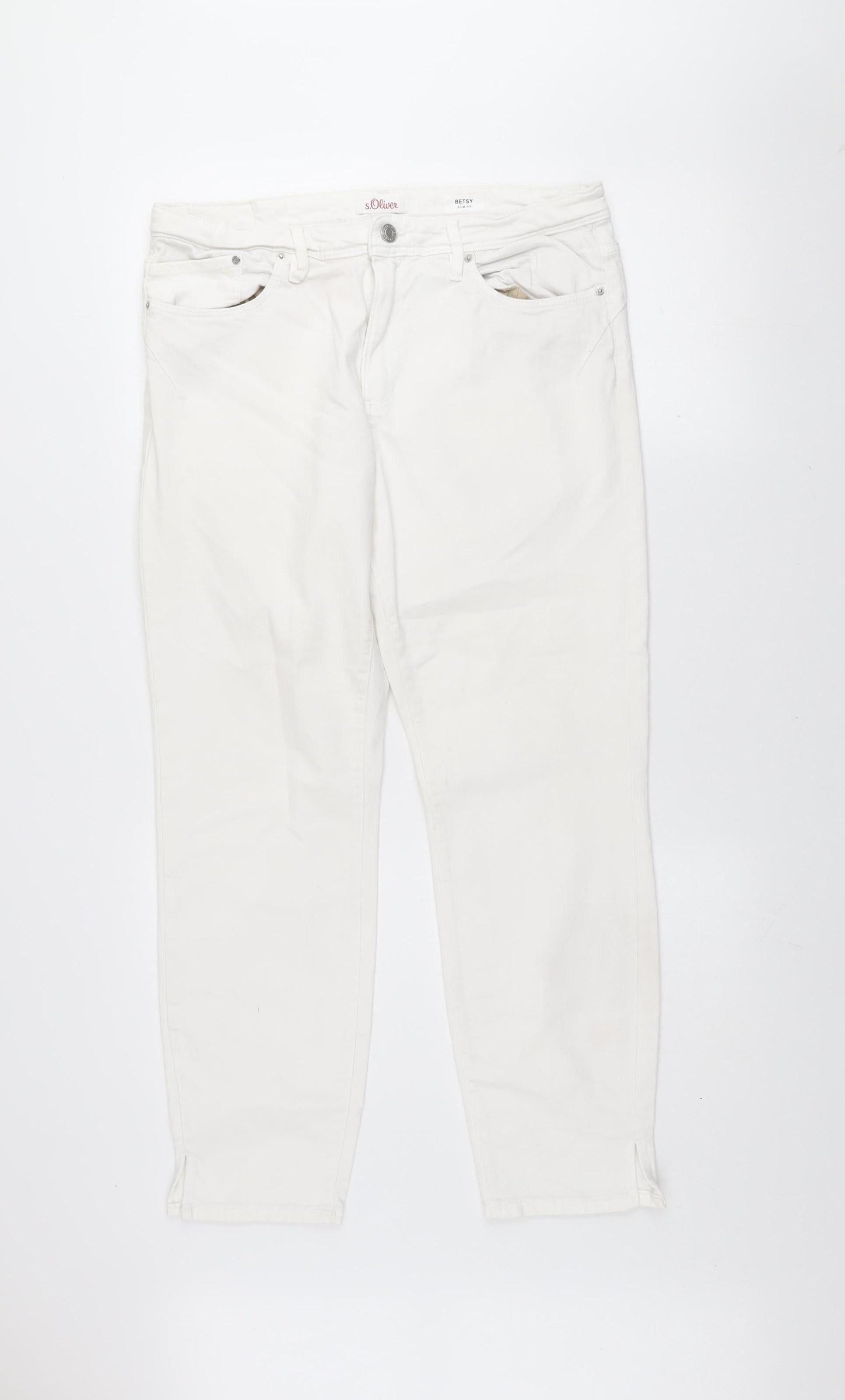 s.Oliver Women's White Slim Fit Betsy Jeans Size 16