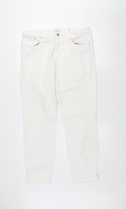 s.Oliver Women's White Slim Fit Betsy Jeans Size 16