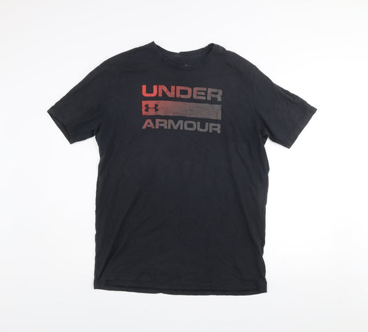 Under Armour Men's Black Large Logo Graphic Cotton Blend T-Shirt
