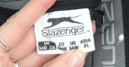 Slazenger Mens Black 34W 33L Track Pants Activewear Trousers