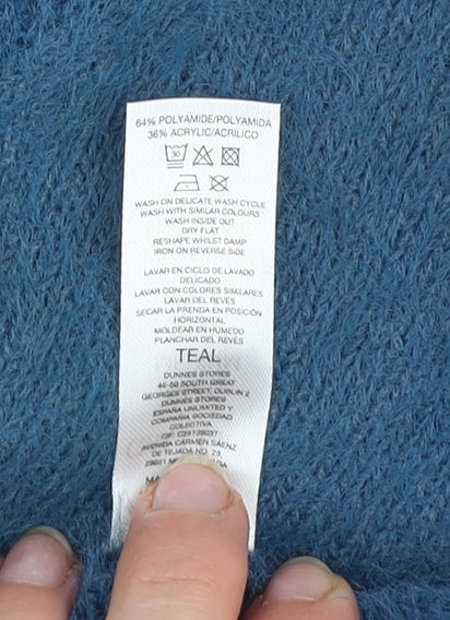 Gallery Women's Blue V-Neck Puff Sleeve Knit Jumper UK M