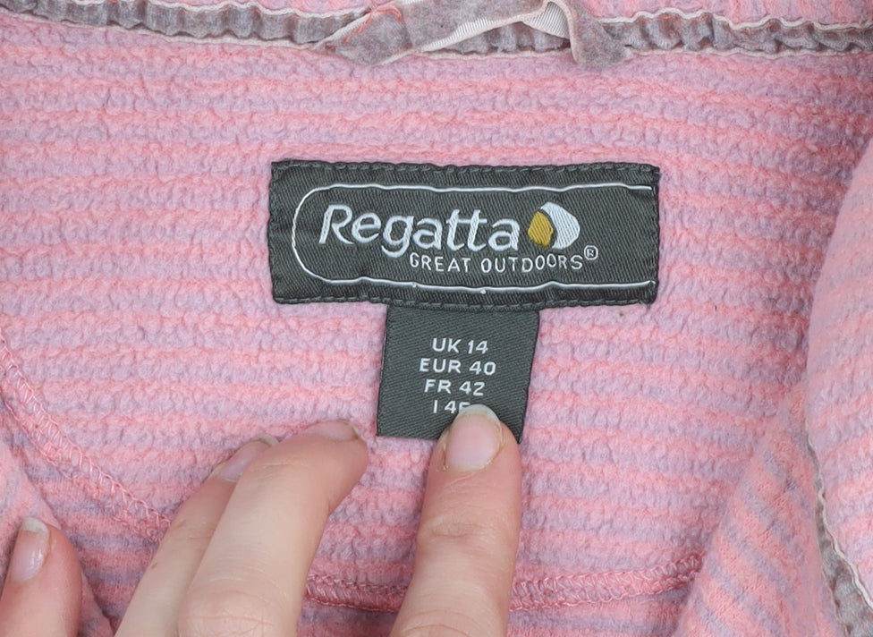 Regatta Women Pink 1/4 Zip Fleece Pullover UK 14 Outdoor Sweatshirt