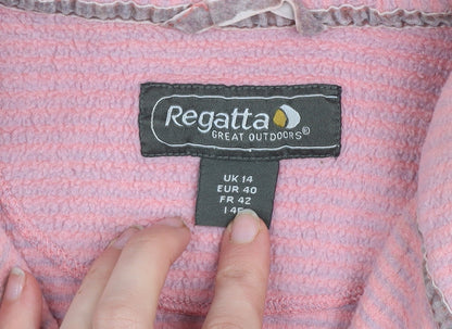 Regatta Women Pink 1/4 Zip Fleece Pullover UK 14 Outdoor Sweatshirt