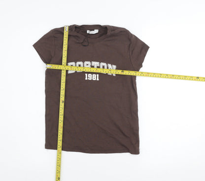 Womens UK Size 12 Stradivarius Brown Basic T-Shirt