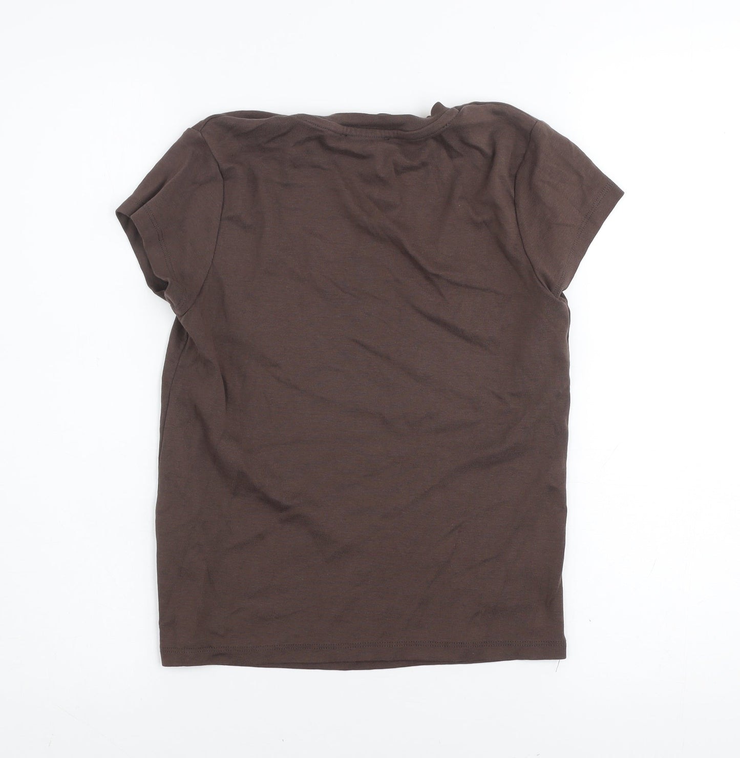 Womens UK Size 12 Stradivarius Brown Basic T-Shirt