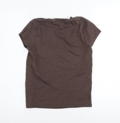 Womens UK Size 12 Stradivarius Brown Basic T-Shirt
