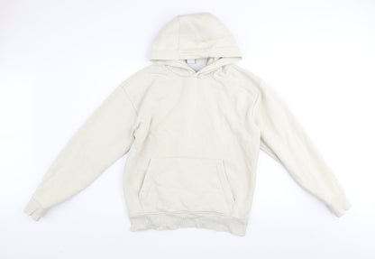 Zara Men Beige Pullover Hoodie Size M Cotton Blend Fleece