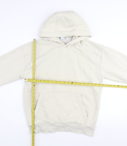 Zara Men Beige Pullover Hoodie Size M Cotton Blend Fleece