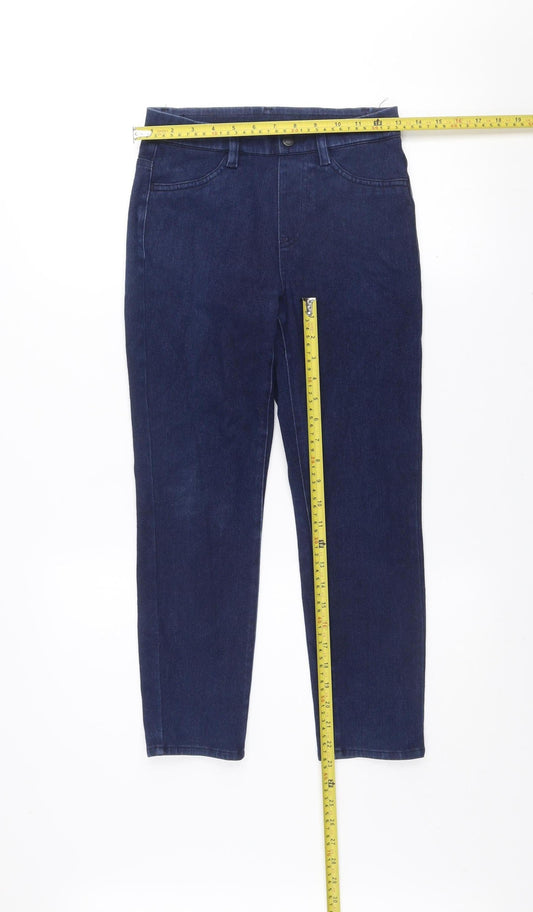 Uniqlo Women Blue Straight Jeans S Regular Fit Stretch Denim