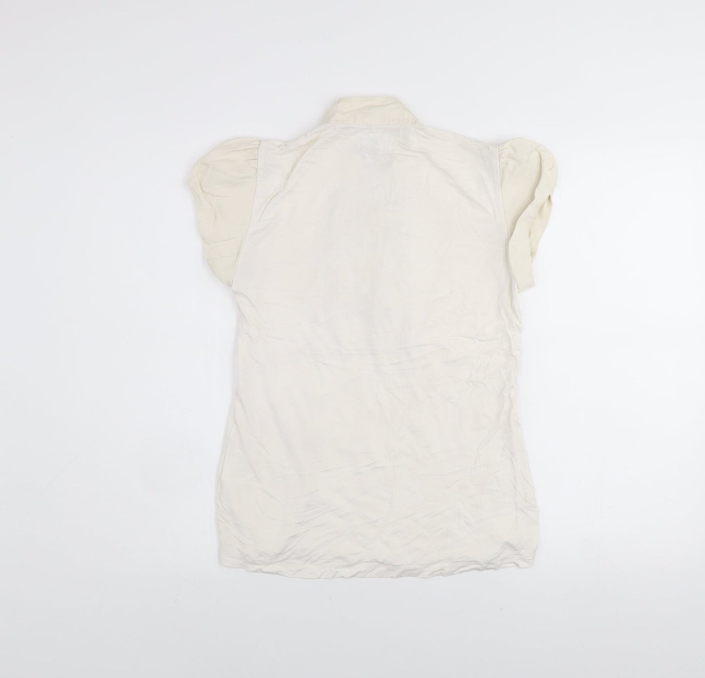 Karen Millen Women’s Ivory Short Sleeve Ruffle Blouse UK 12