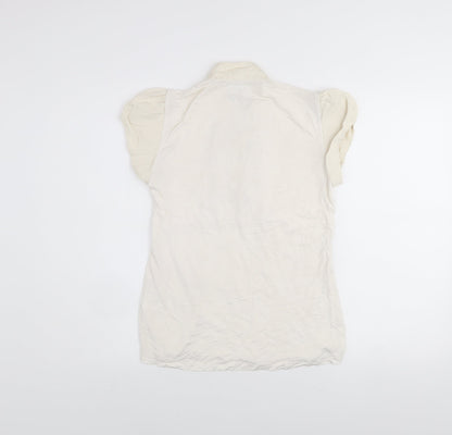 Karen Millen Women’s Ivory Short Sleeve Ruffle Blouse UK 12
