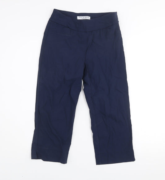 Womens UK Size 10 Kelly & Grace Slim Fit Cropped Blue Trousers