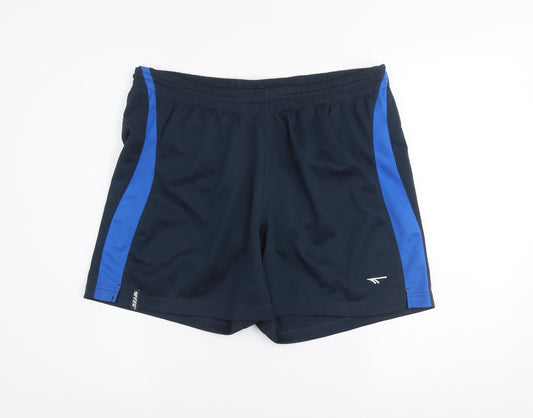Hi-Tec Men's Black and Blue Athletic Shorts Size L Polyester