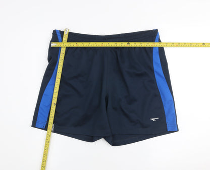 Hi-Tec Men's Black and Blue Athletic Shorts Size L Polyester