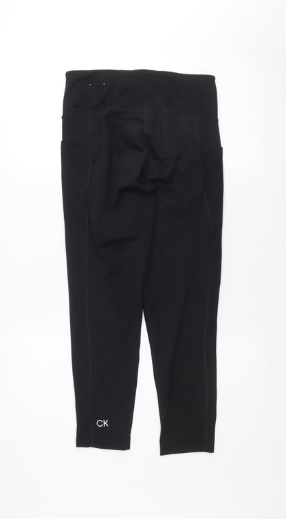 Womens UK Size M Calvin Klein Slim Fit Capri Black Leggings