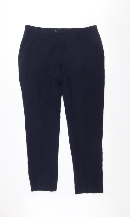 6th Sense Men’s Blue Chino Trousers 36R Regular Fit Cotton Blend